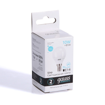 Лампа светодиодная 10W Е14 шар 4K нейтральный 730лм Elementary 53120 *10/100