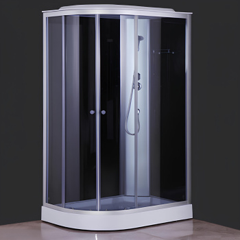 Кабина душевая 120х80х215 см Verner Sanitary Ware, низкий поддон, стекло прозрачное, левосторонняя, черный